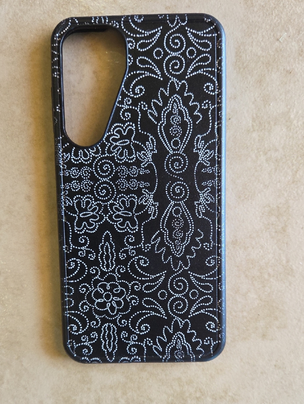 OtterBox Samsung S25+ Black Phone Case with White Floral Dot Pattern